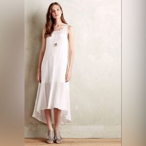 Anthropologie Leifsdottir Cloud White Cotton Sheer Maxi Dress Size S